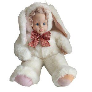 Vintage Rubber Bunny Stuffed Plush Doll 20"